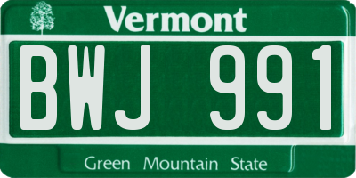 VT license plate BWJ991