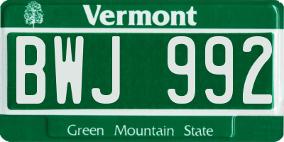 VT license plate BWJ992