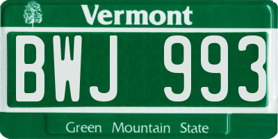 VT license plate BWJ993