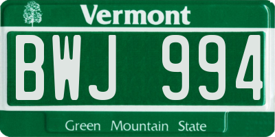 VT license plate BWJ994