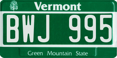 VT license plate BWJ995