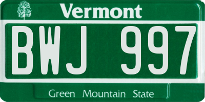 VT license plate BWJ997