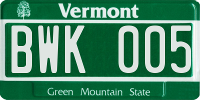 VT license plate BWK005