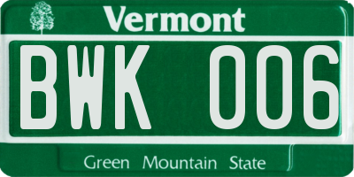 VT license plate BWK006
