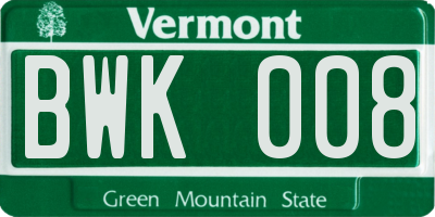 VT license plate BWK008