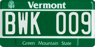 VT license plate BWK009