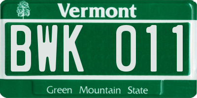 VT license plate BWK011