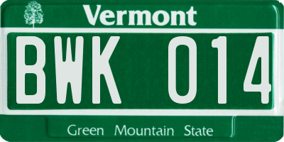 VT license plate BWK014