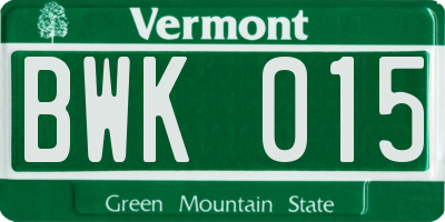 VT license plate BWK015