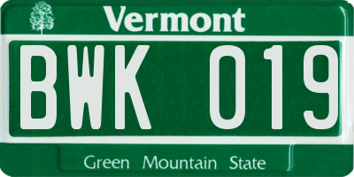 VT license plate BWK019