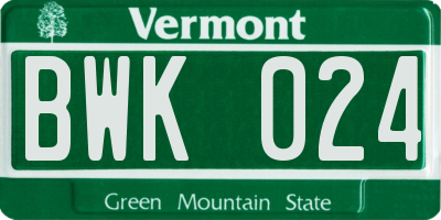 VT license plate BWK024