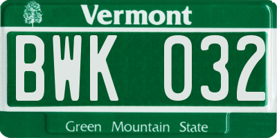 VT license plate BWK032