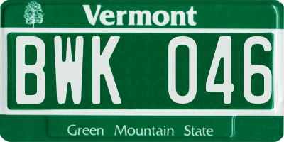 VT license plate BWK046