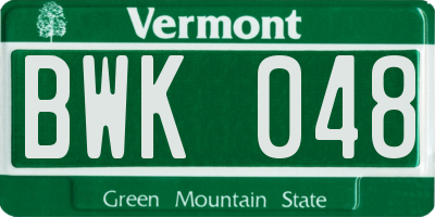 VT license plate BWK048