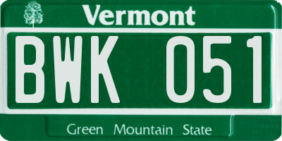 VT license plate BWK051