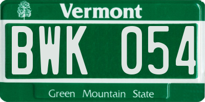 VT license plate BWK054