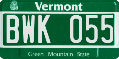 VT license plate BWK055