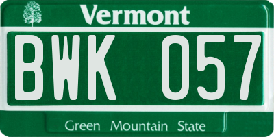 VT license plate BWK057