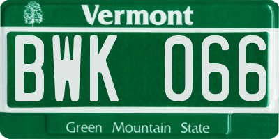 VT license plate BWK066