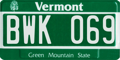 VT license plate BWK069