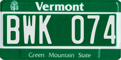 VT license plate BWK074