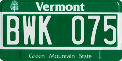 VT license plate BWK075