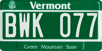 VT license plate BWK077