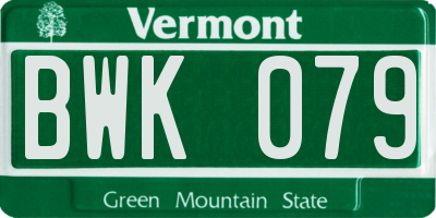 VT license plate BWK079