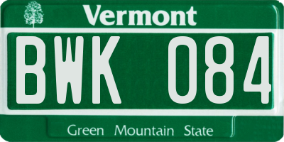 VT license plate BWK084