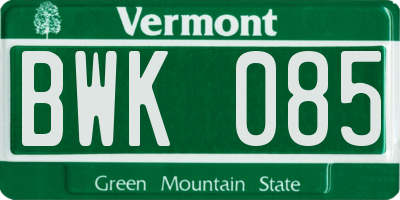 VT license plate BWK085