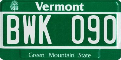 VT license plate BWK090