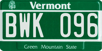 VT license plate BWK096