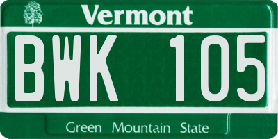 VT license plate BWK105