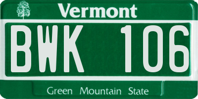 VT license plate BWK106