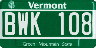 VT license plate BWK108