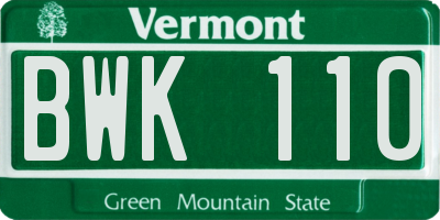 VT license plate BWK110