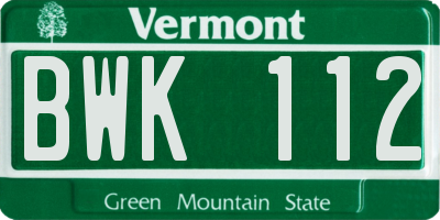 VT license plate BWK112