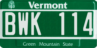 VT license plate BWK114