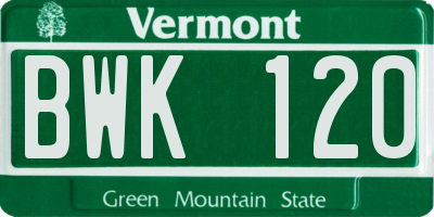 VT license plate BWK120