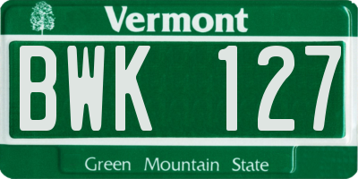VT license plate BWK127