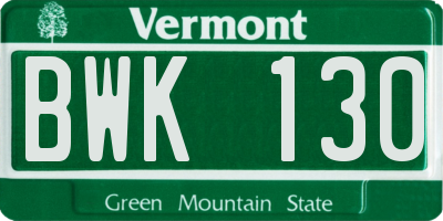 VT license plate BWK130