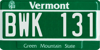 VT license plate BWK131
