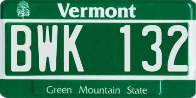 VT license plate BWK132