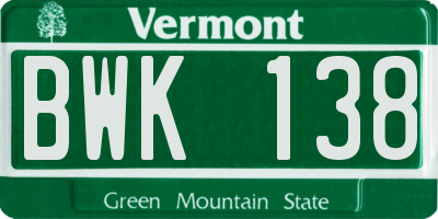 VT license plate BWK138