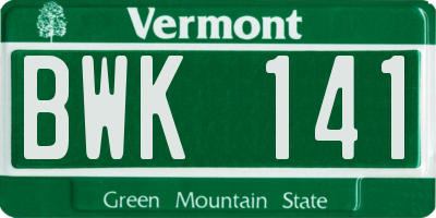 VT license plate BWK141