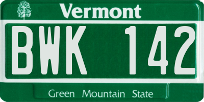 VT license plate BWK142