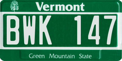 VT license plate BWK147