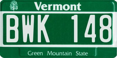 VT license plate BWK148