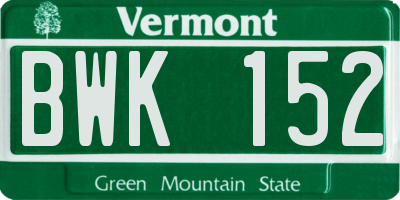 VT license plate BWK152