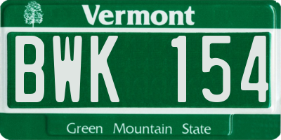 VT license plate BWK154